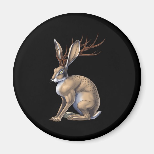 Jackalope Cryptid Animal Magnet (Framsidan)