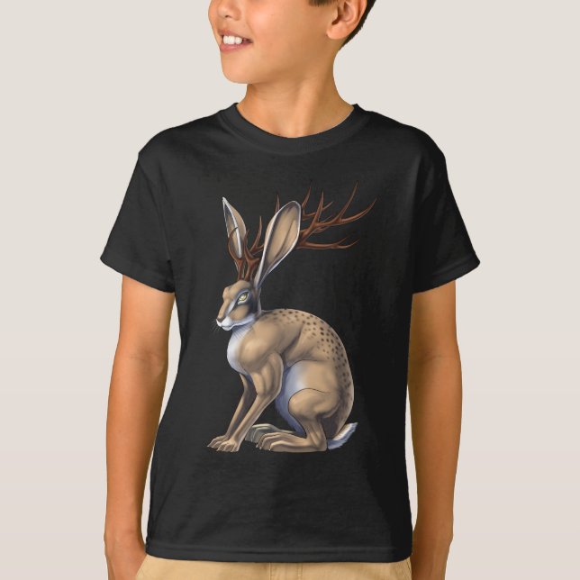 Jackalope Cryptid Animal T Shirt (Framsida)