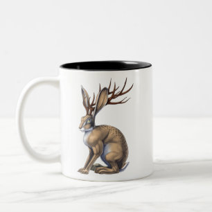 Jackalope Cryptid Animal Två-Tonad Mugg