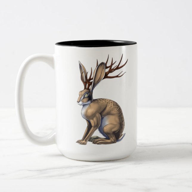 Jackalope Cryptid Animal Två-Tonad Mugg (Vänster)