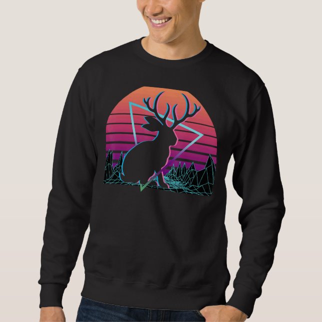 Jackalope Cryptozoology Retro Lång Ärmad Tröja (Framsida)