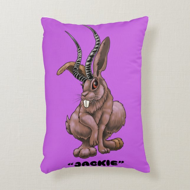 Jackalope "Jackie" Cryptid Prydnadskudde (Framsidan(Vertikal))