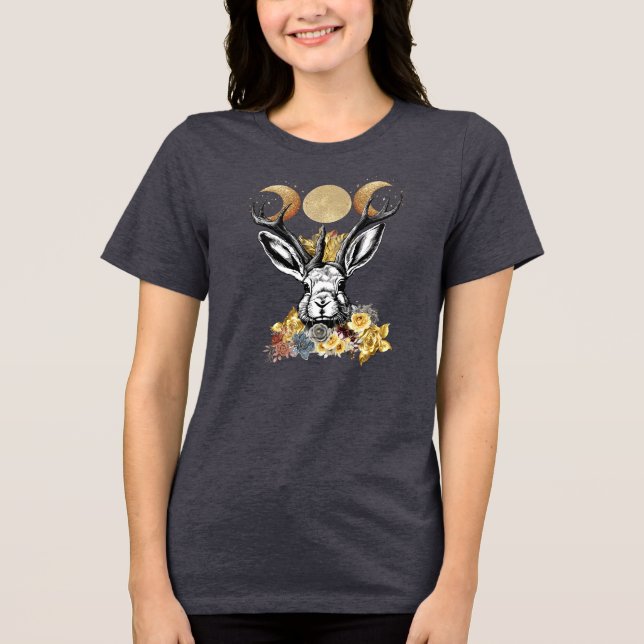 Jackalope Måne Goddess T-Shirt (Framsida)