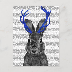 Jackalope med blå horn vykort