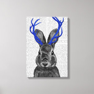 Jackalope med Blue Antlers Canvastryck