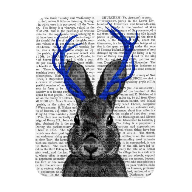 Jackalope med Blue Antlers Magnet (Vertikal)
