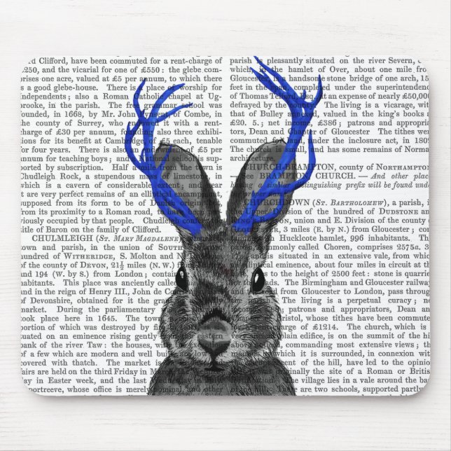 Jackalope med Blue Antlers Musmatta (Framsidan)