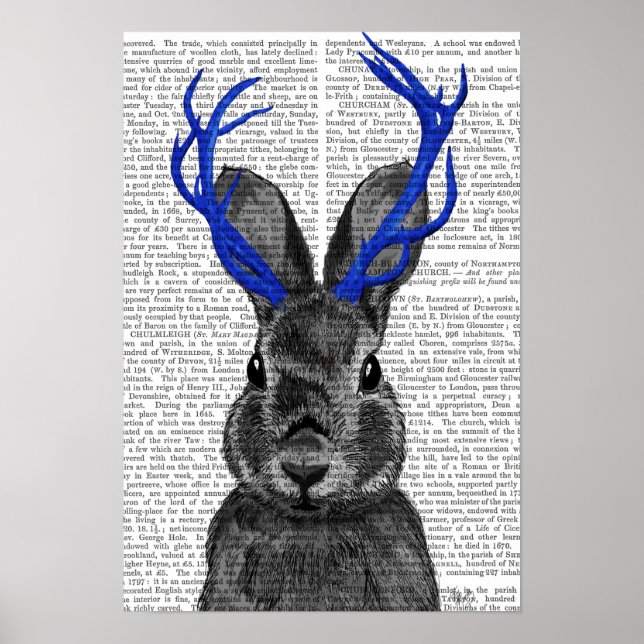 Jackalope med Blue Antlers Poster (Framsidan)