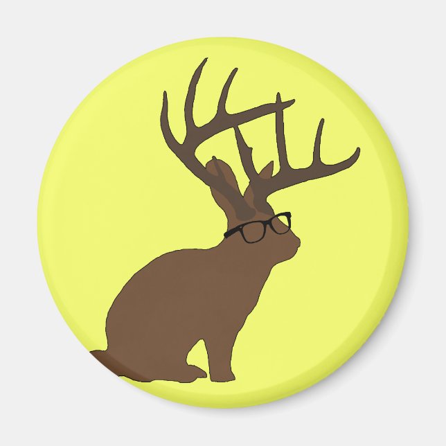 jackalope med glasögon magnet (Framsidan)