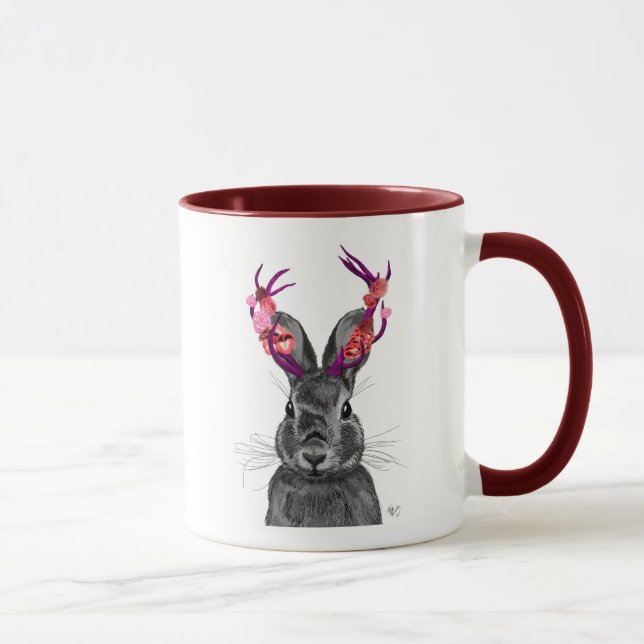 Jackalope med Rosa Antlers 2 Mugg (Höger)