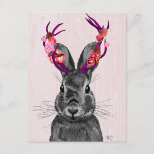 Jackalope med Rosa Antlers 2 Vykort