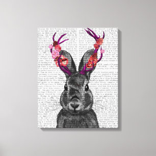 Jackalope med Rosa Antlers Canvastryck