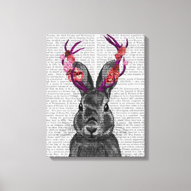 Jackalope med Rosa Antlers Canvastryck (Framsida)