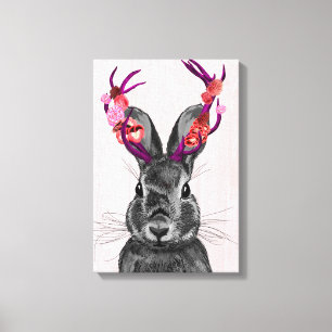 Jackalope med Rosa Antlers Canvastryck