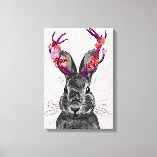 Jackalope med Rosa Antlers Canvastryck (Framsida)