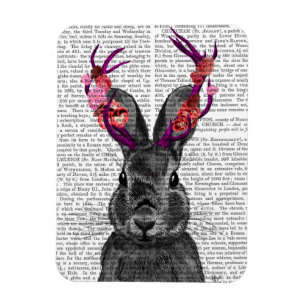 Jackalope med Rosa Antlers Magnet