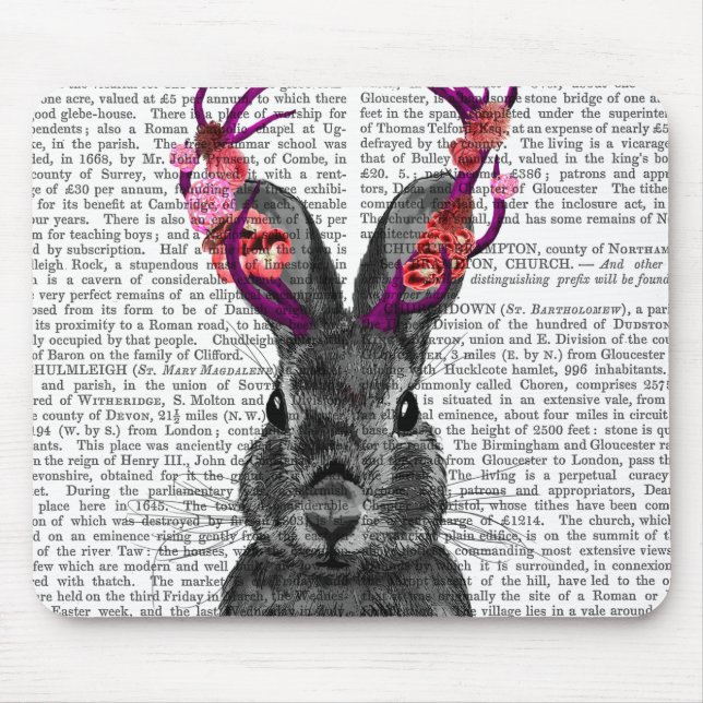 Jackalope med Rosa Antlers Musmatta (Framsidan)