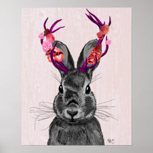 Jackalope med Rosa Antlers Poster