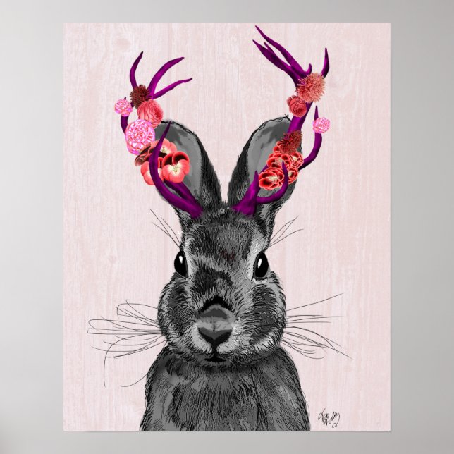 Jackalope med Rosa Antlers Poster (Framsidan)
