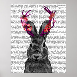 Jackalope med Rosa Antlers Poster