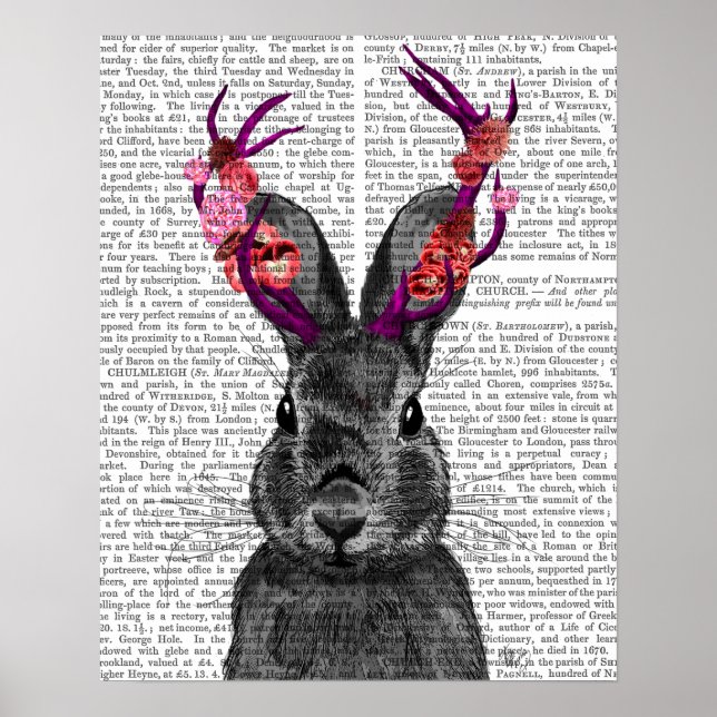 Jackalope med Rosa Antlers Poster (Framsidan)