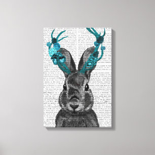 Jackalope med Turquise Antlers Canvastryck