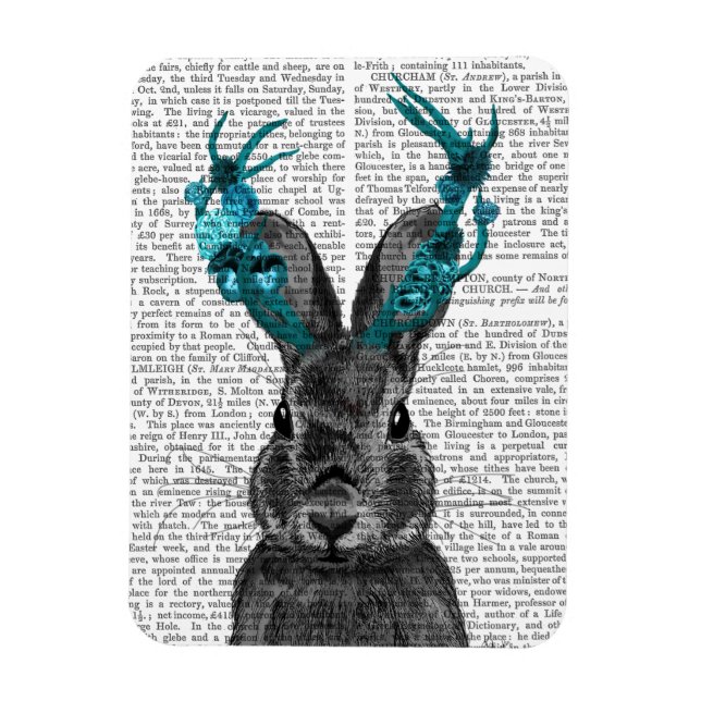 Jackalope med Turquise Antlers Magnet (Vertikal)