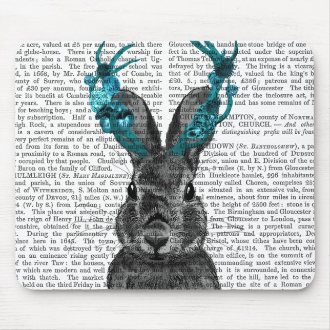 Jackalope med Turquise Antlers Musmatta (Framsidan)