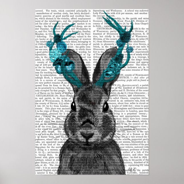 Jackalope med Turquise Antlers Poster (Framsidan)