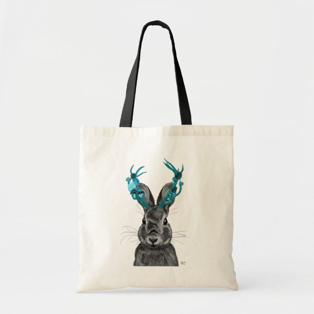 Jackalope med Turquise Antlers Tygkasse (Framsidan)