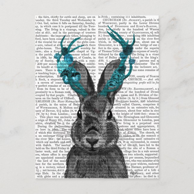 Jackalope med Turquise Antlers Vykort (Framsida)