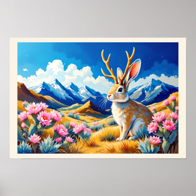 Jackalope Mountain Desert Bara för skojs skull Poster (Framsidan)