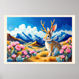 Jackalope Mountain Desert Just for Fun Poster