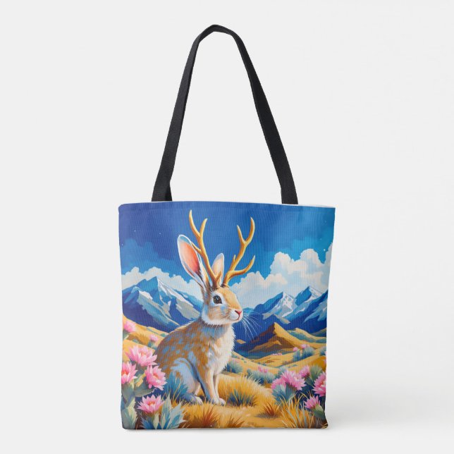 Jackalope Myth Legend Canvas Book Tygkasse (Baksida)