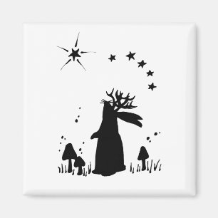 Jackalope natt - B&W Magnet