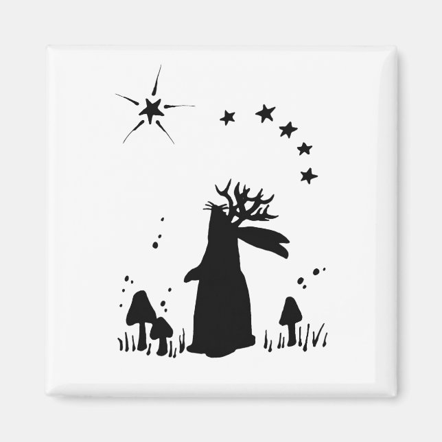 Jackalope Night - B&W Magnet (Framsidan)