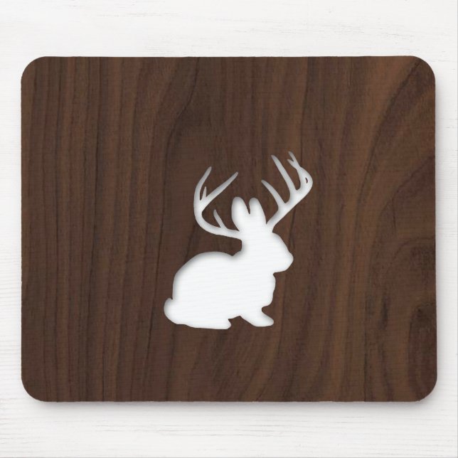 Jackalope på mörkbruntträ musmatta (Framsidan)