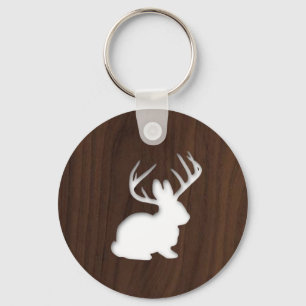 Jackalope på mörkbruntträ nyckelring