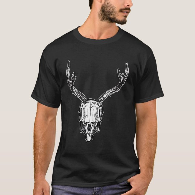Jackalope Skull Funny Animal Folklore T Shirt (Framsida)