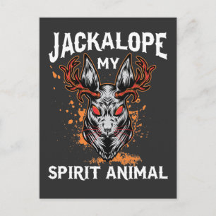 Jackalope Spirit Animal Jackkanit Antelope Horns Vykort