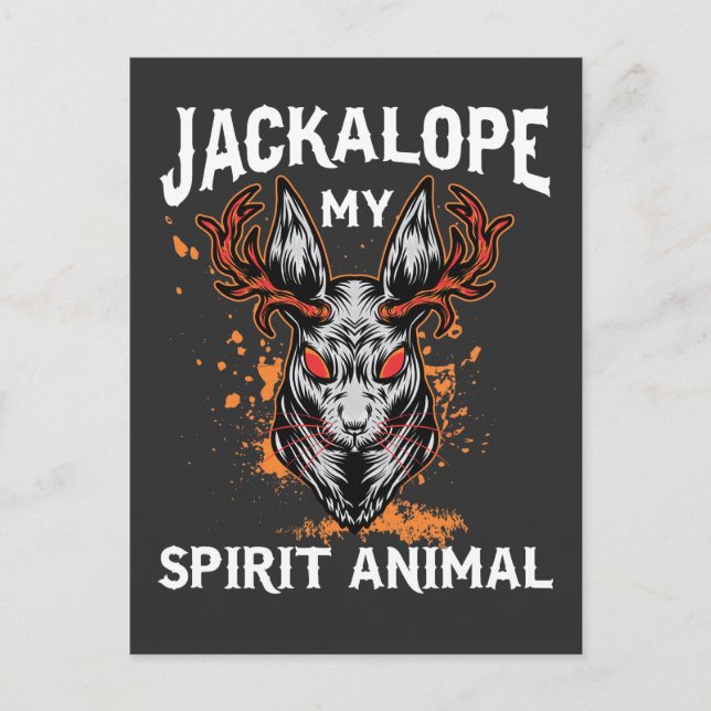 Jackalope Spirit Animal Jackkanit Antelope Horns Vykort (Framsida)