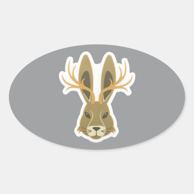 Jackalope, vinyldekal ovalt klistermärke (Framsida)
