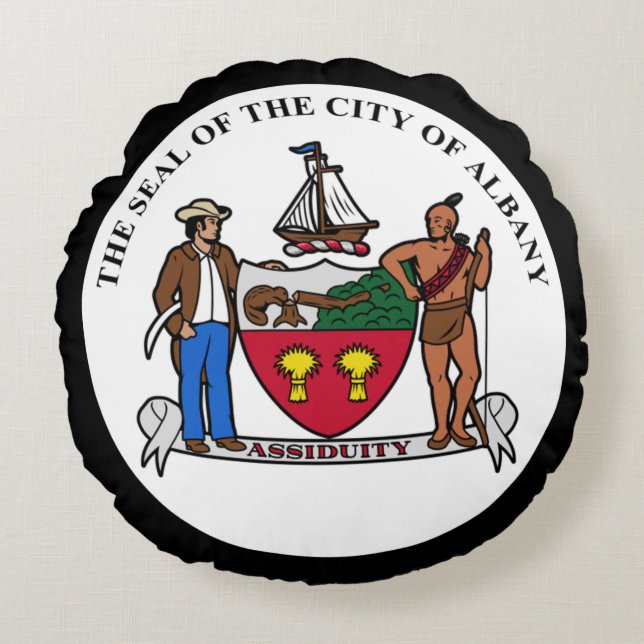 Jackande av arm av Albany, New York Rund Kudde (Framsidan)
