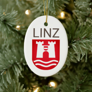 Jackande av Arm av Linz, ÖSTERRIKE Julgransprydnad Keramik