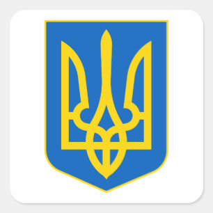 Jackande av arm av Ukraina Г е р б У к р periodise Fyrkantigt Klistermärke