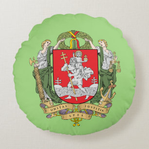 Jackande av arm av Vilnius, Litauen Round Pillow Rund Kudde
