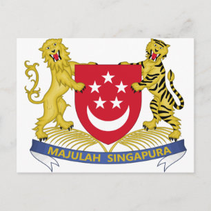 Jackande av arm från Singapore 新 加 国 徽 Emblem Vykort