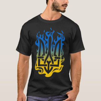 Jackande av arm från Ukraina Trident gult blue fir T Shirt