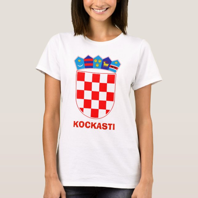 Jackande av Arm Kroatien Kockasti T-Shirt (Framsida)