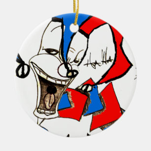 Jackar i rutan (Clown Sketch) Julgransprydnad Keramik